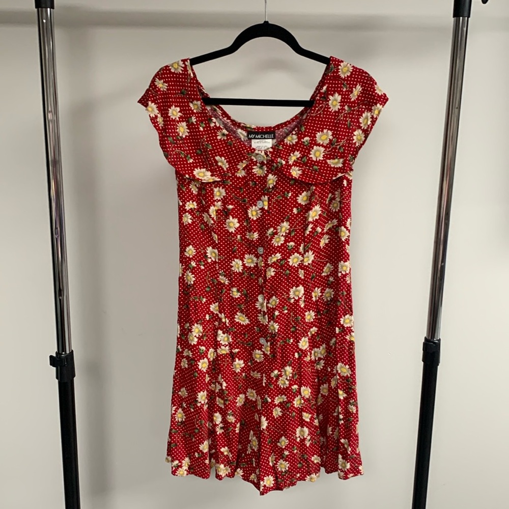 Vintage My Michelle Sunflower and Polka Dot Romper Size 9